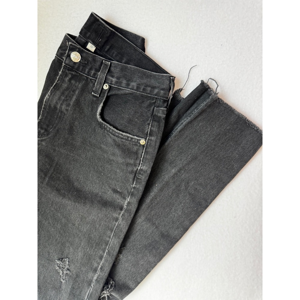 AGOLDE Cherie Jeans Black Distressed High Rise Straight Leg Denim Women Size 26